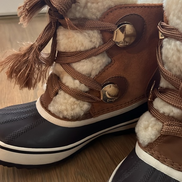 CHLOE x Sorel Cloth Snow Boots In Beige size 36.5 superb condition - Picture 3 of 8